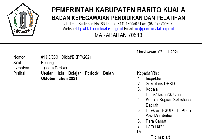 Proses Usul Izin Belajar Priode Oktober 2021