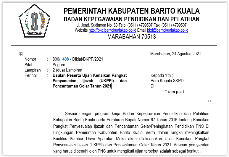Usulan Peserta UKPPI dan Pencantuman Gelar Tahun 2021