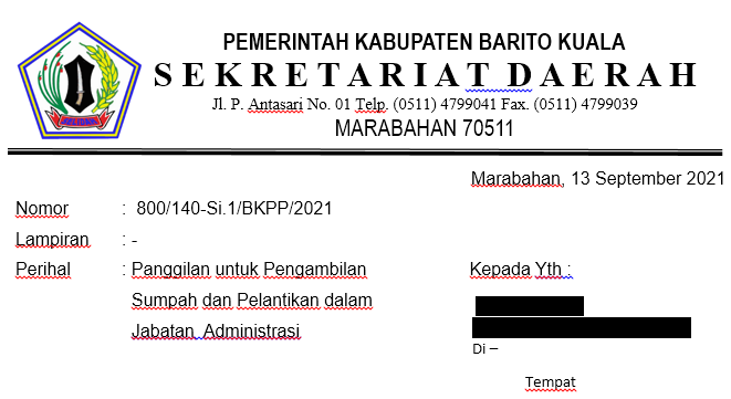 Undangan Pelantikan 14 September 2021