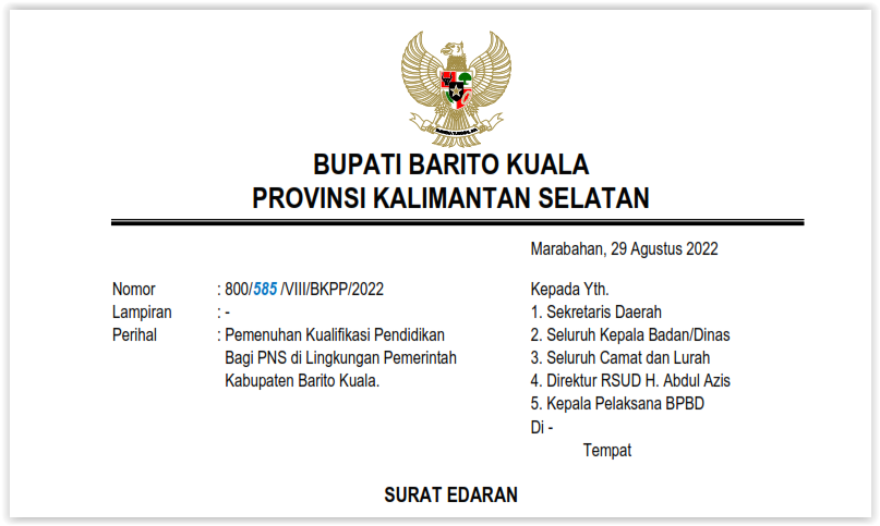 Edaran Pemenuhan Kualifikasi Pendidikan bagi PNS