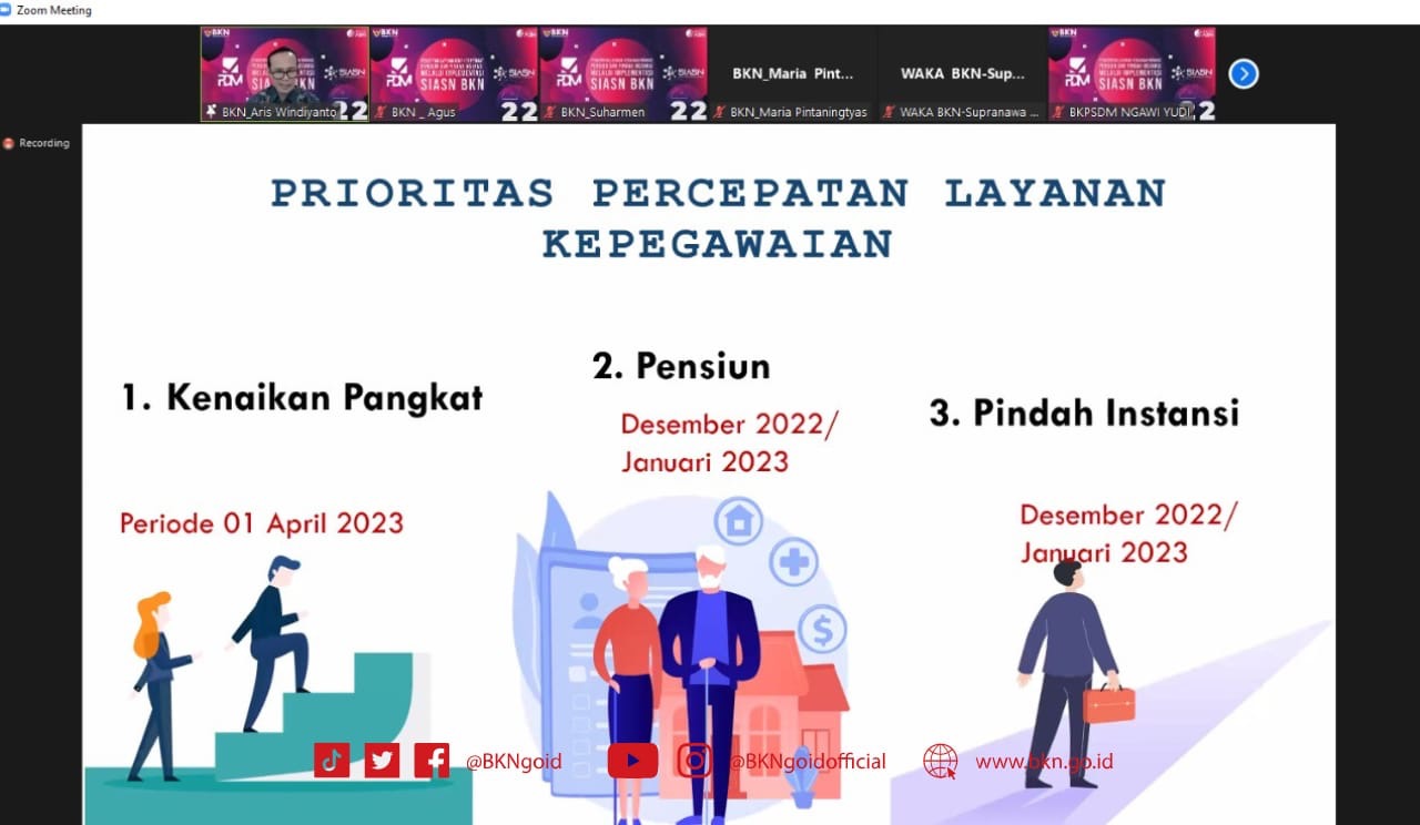 BKPP Batola ikuti Rakor Percepatan Layanan KP, Pensiun dan PI melalui Implementasi SIASN BKN