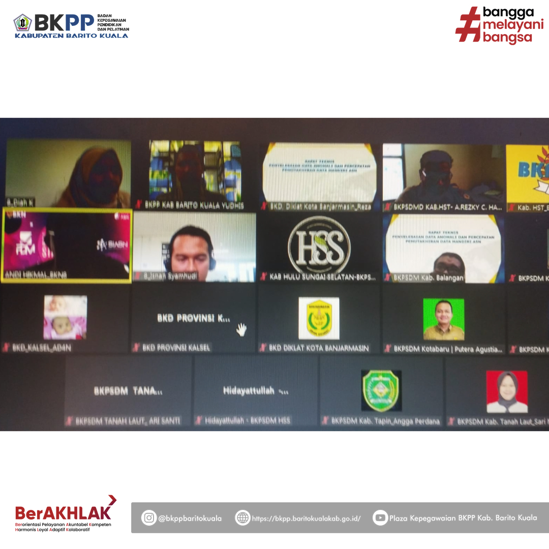 BKPP hadiri kegiatan Rapat Teknis Penyelesaian Data Anomali dan Percepatan Pemutakhiran Data Mandiri ASN