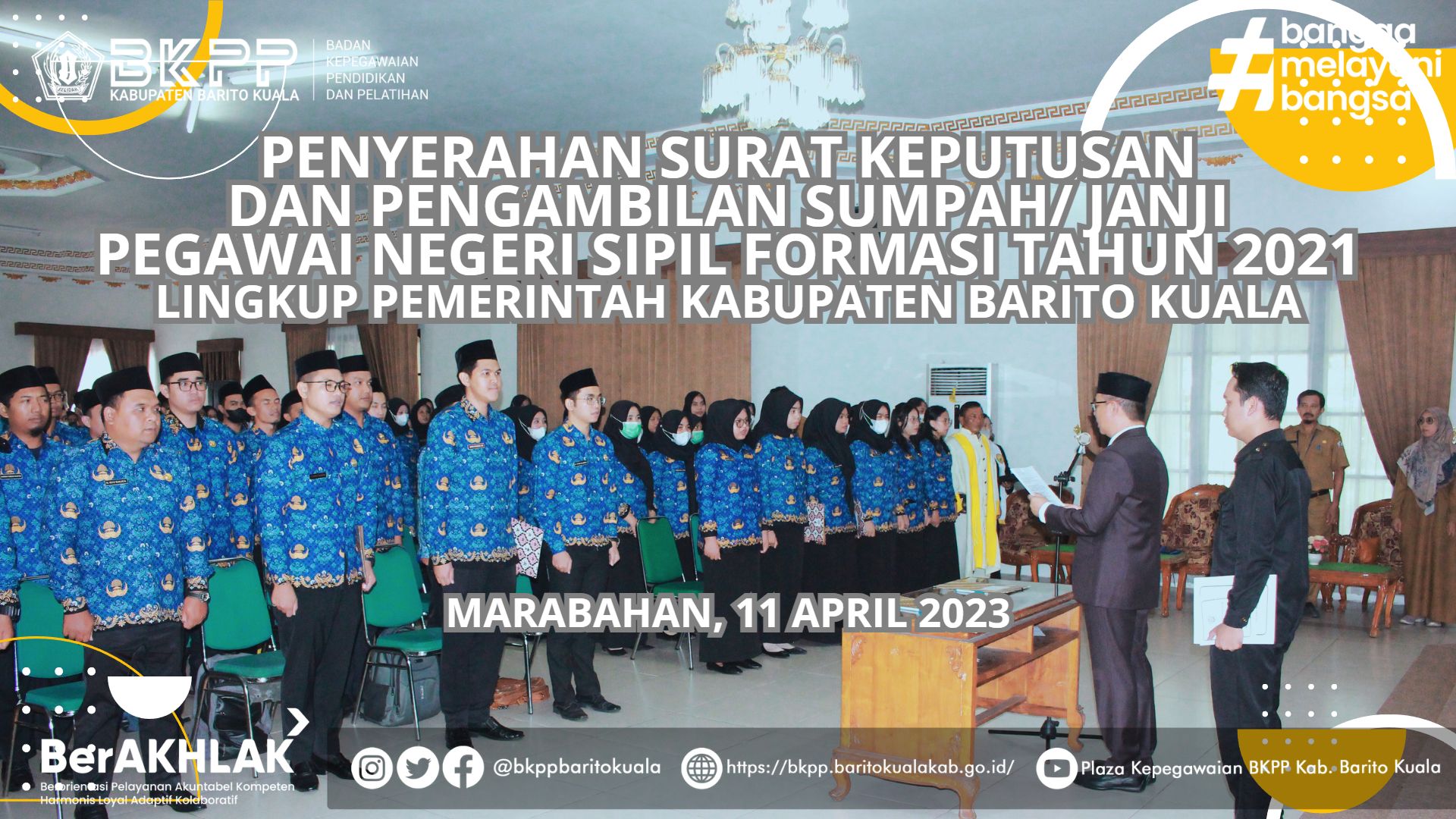 Video Dokumentasi Penyerahan Surat Keputusan Dan Pengambilan Sumpah/ Janji Pegawai Negeri Sipil Formasi Tahun 2021