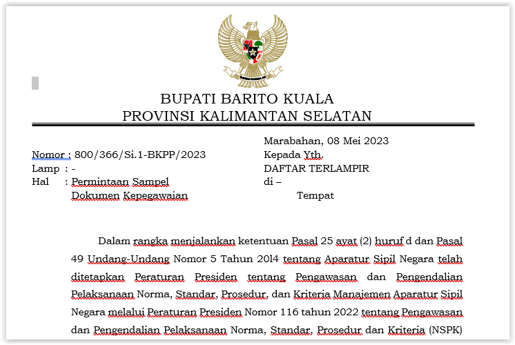 Pj. Bupati dukung Penguatan NSPK Manajemen ASN.